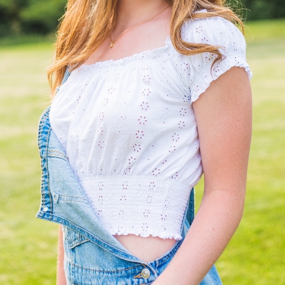 White floral tube top